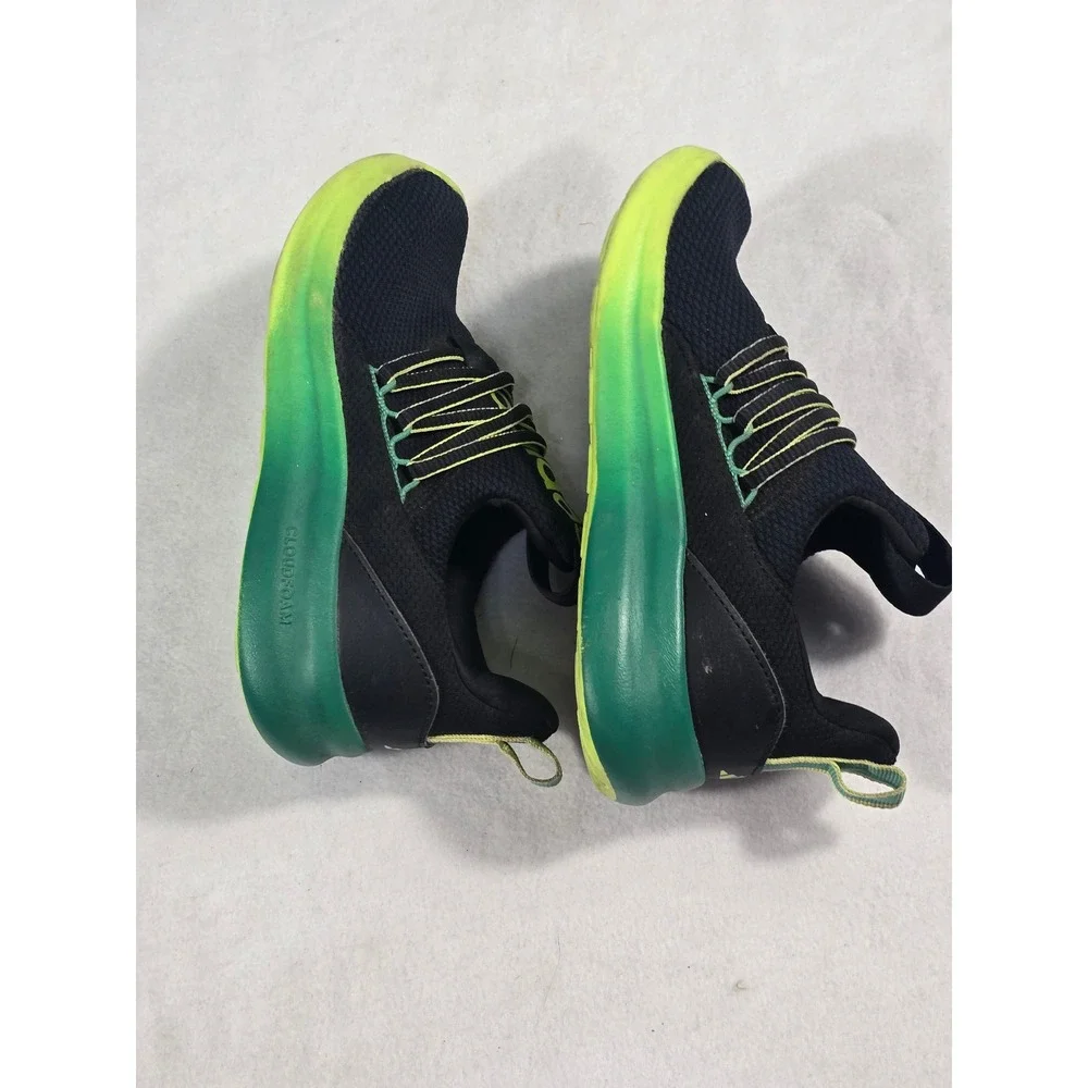Adidas Cloudfoam Lite Racer Kids Sneakers Black Neon Green US 1 Youth